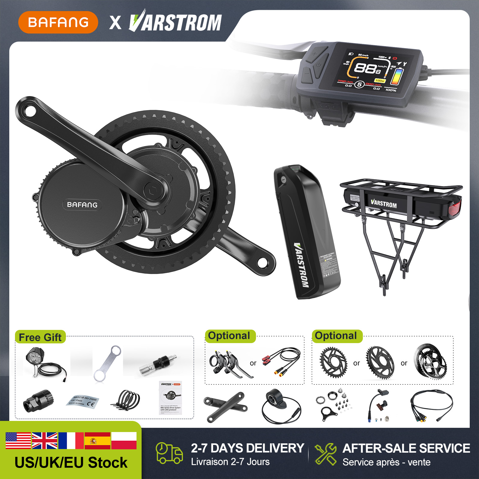 [US Direct] BAFANG 48V 500W750 - огляд і ціна Side Hung Mid Drive Motor Kit