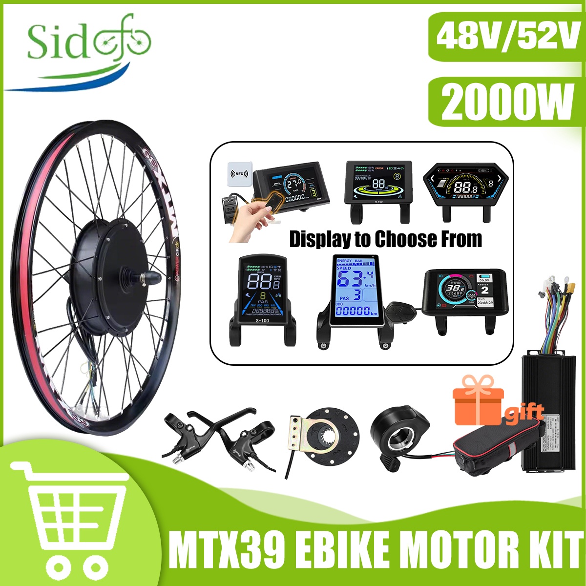 MTX39 48V/52V 2000W Front Rear - огляд і ціна Gearless Hub Motor Conversion Kit 2000W With Display