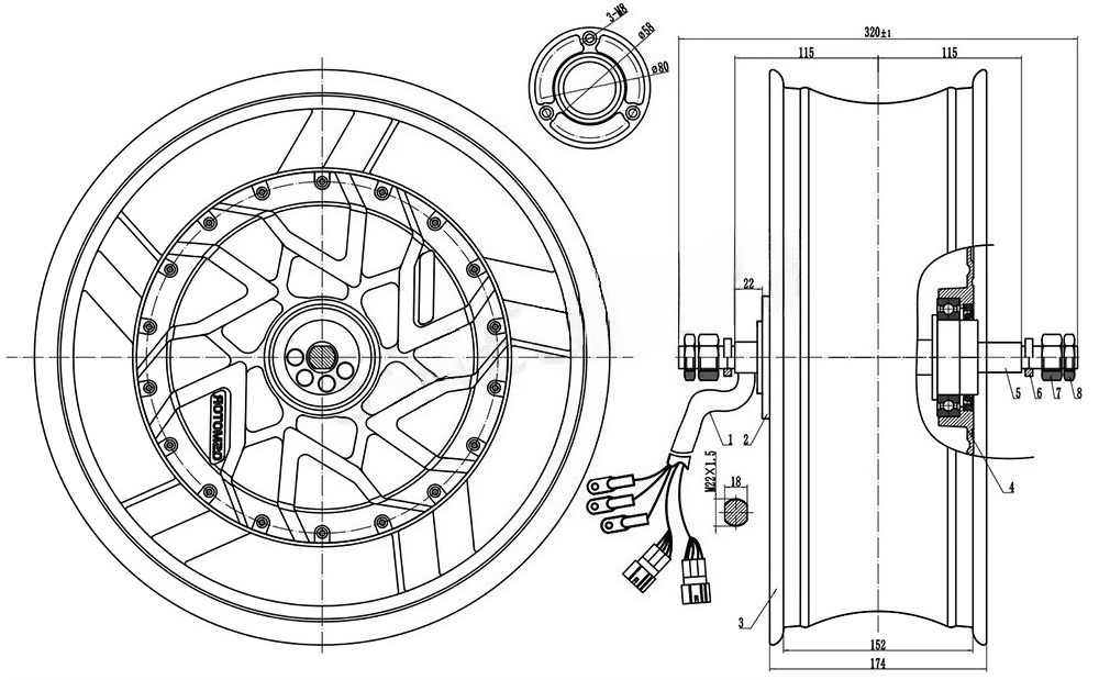QSMOTOR 17X6.0 Inch 273 12000W - огляд і ціна 12000W Electric Motorcycle Hub Motor