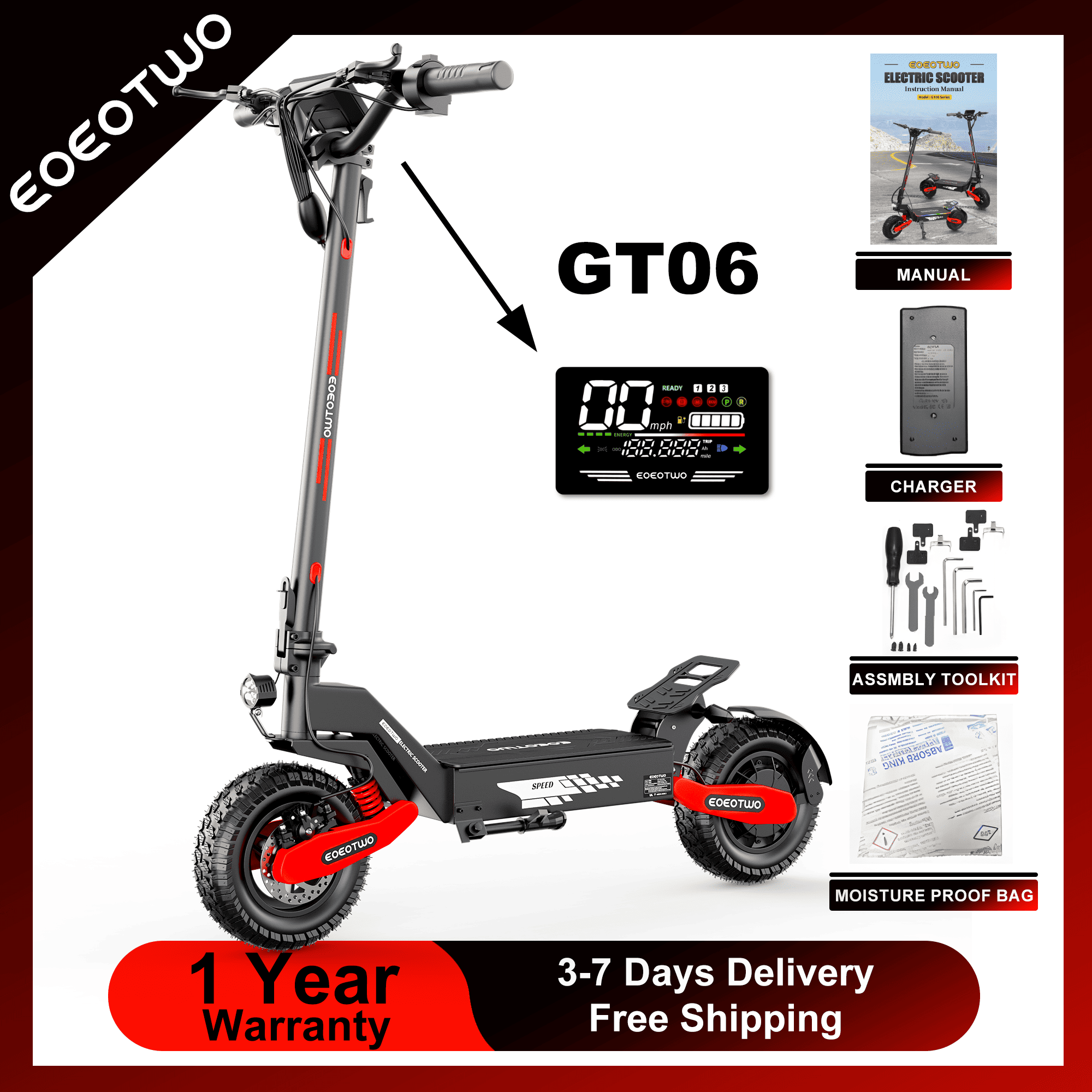 EOEOTWO GT06 Electric Scooter  - огляд і ціна Dual Motor Ebike Kit 2000W