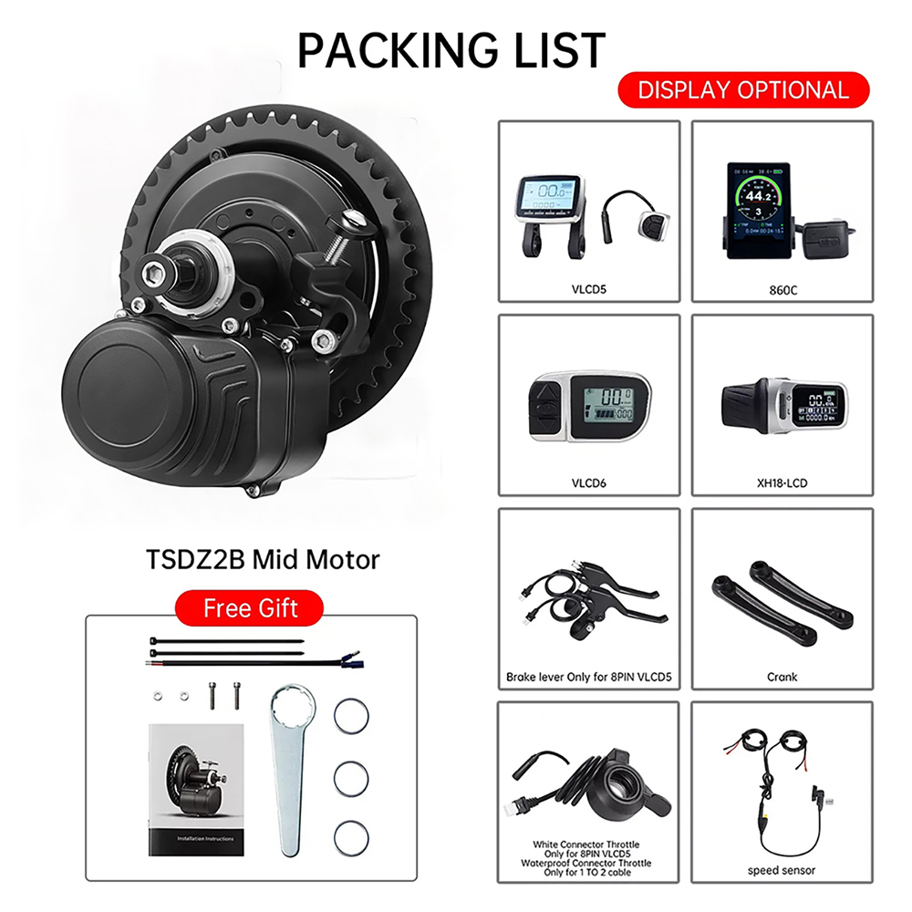 Tongsheng TSDZ2B BB 120mm 100m - огляд і ціна Torque Sensor Mid Drive Motor Kit